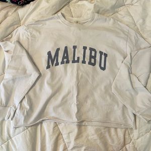 White, cropped, long sleeve shirt